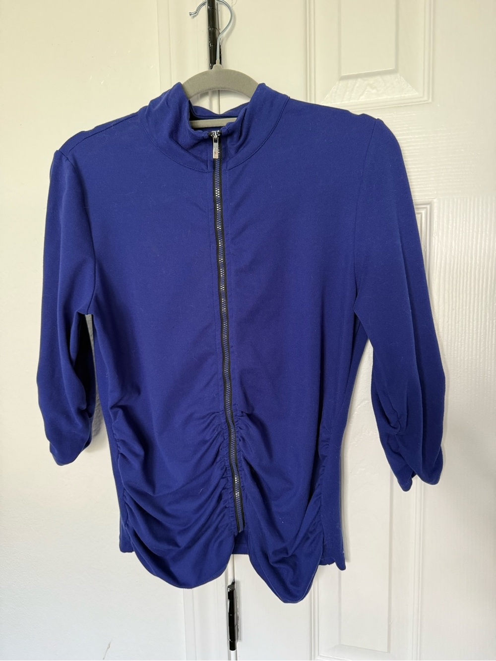 Calvin Klein Royal Blue Zip-Front Ruched Jacket